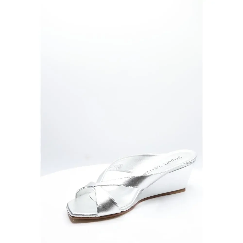 STUART WEITZMAN MIAMI 50 WEDGE SLIDE SILVER 9.5 B - Picture 3 of 4